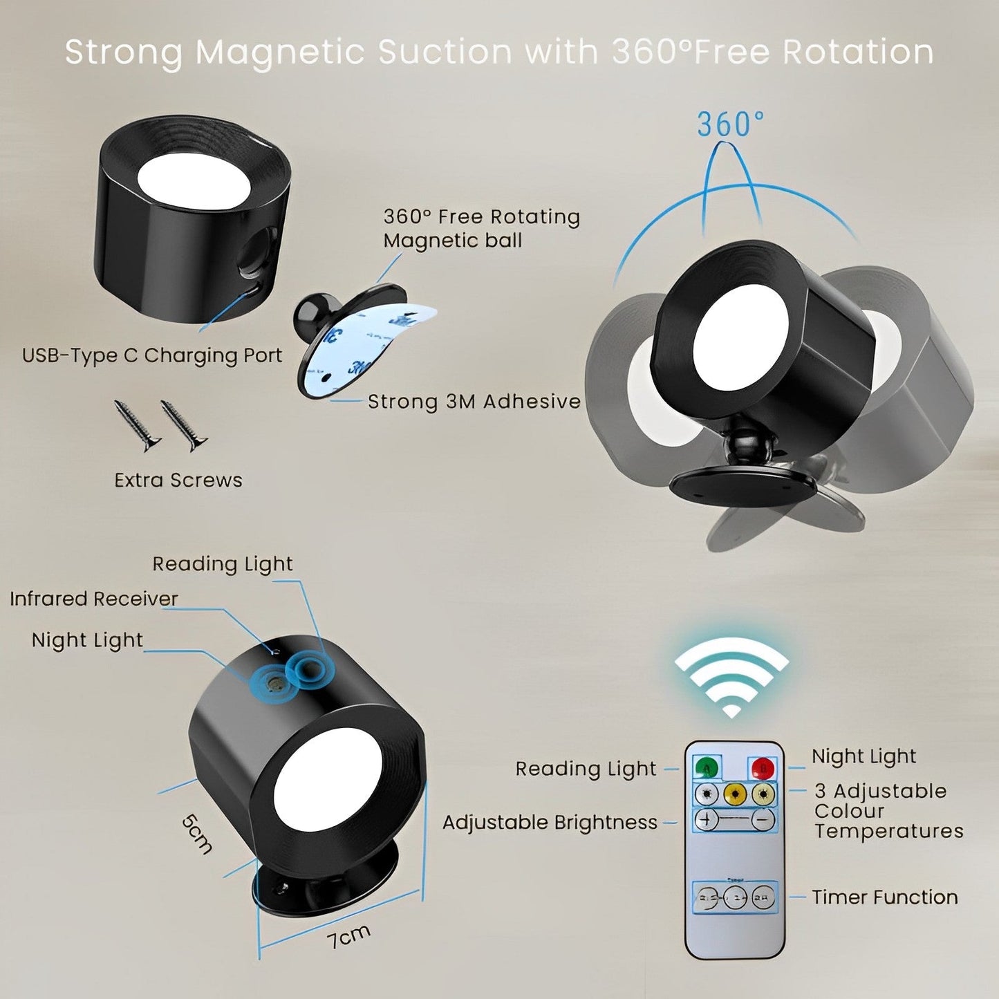 Wireless LED wall lamp