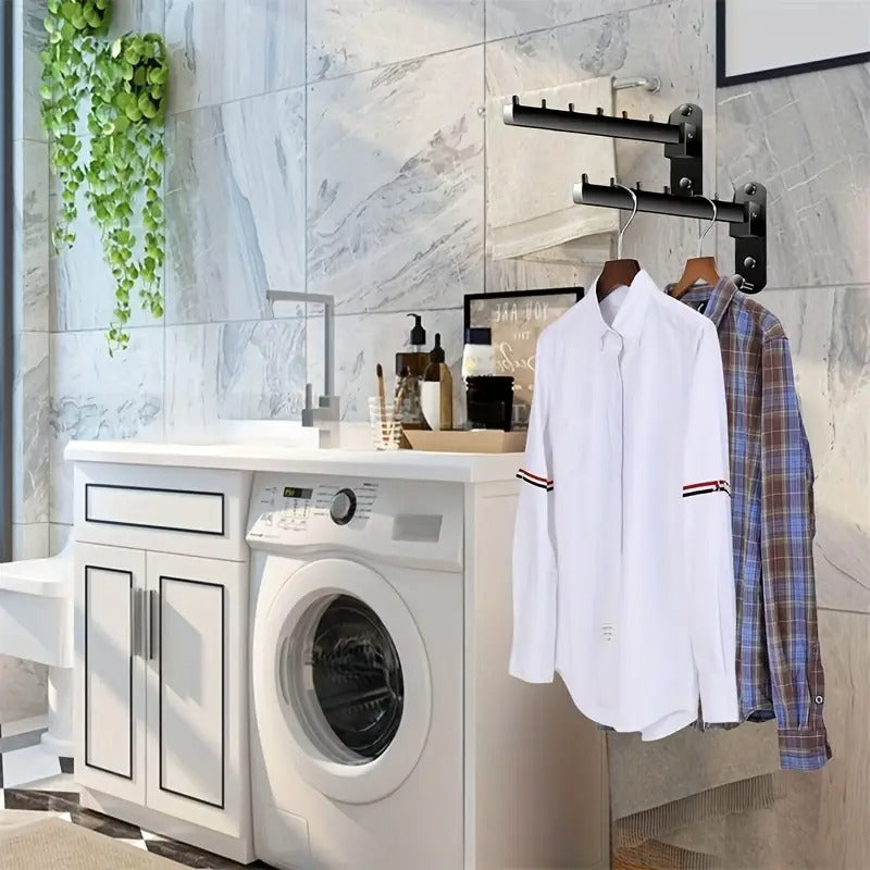Stainless Steel Wall-Mounted Coat Rack with Swivel Arm