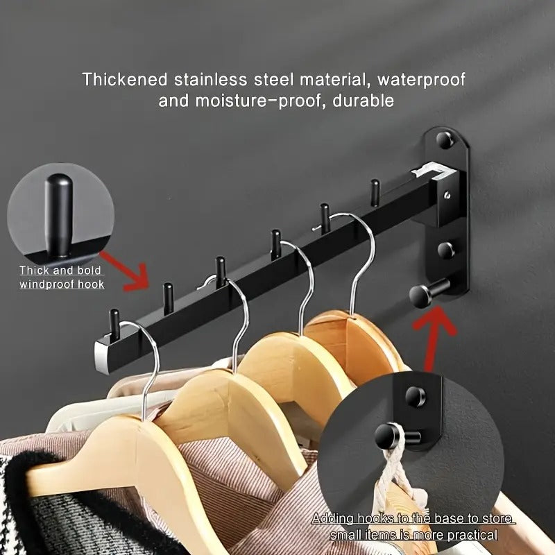 Stainless Steel Wall-Mounted Coat Rack with Swivel Arm