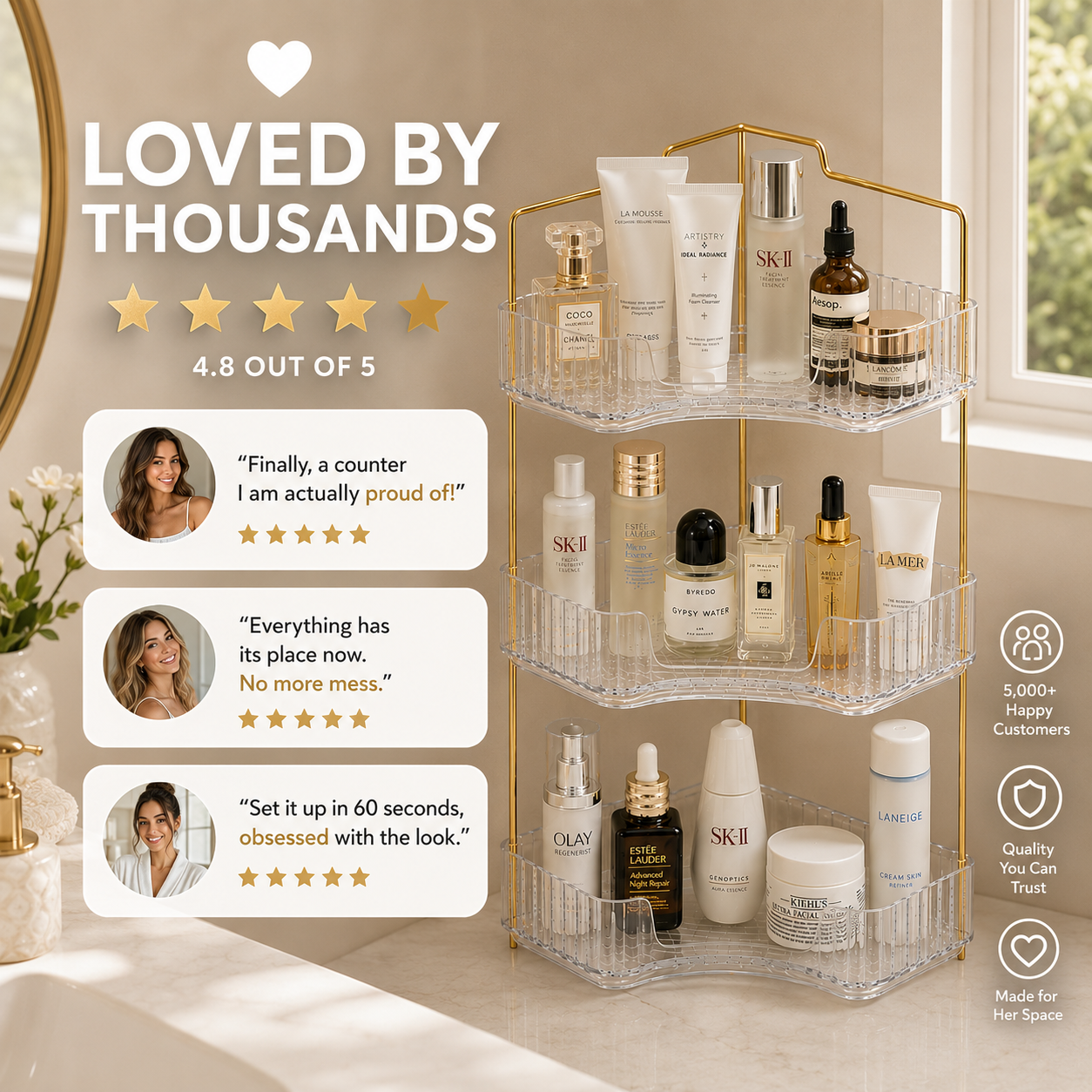 Luxury 3-Tier Corner Organizer + FREE Drawer Organizer