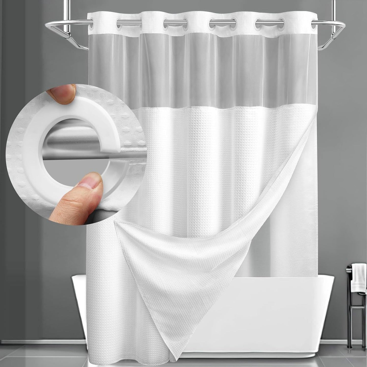 Waterproof Decorative Shower Curtain + FREE Microfiber Towels