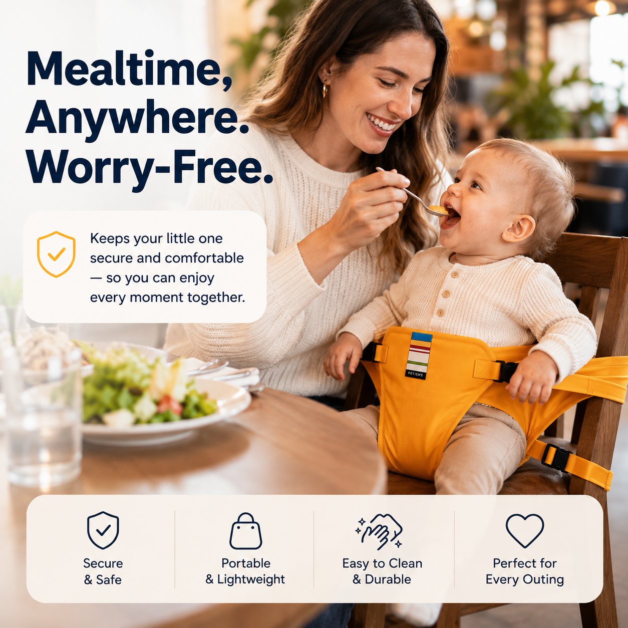 Baby Chair Safety Harness + FREE Non-Slip Suction Baby Plate