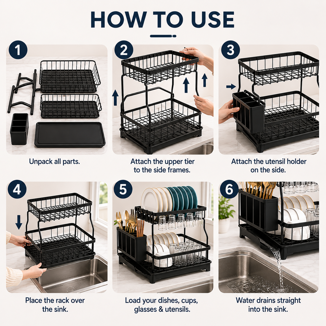 Foldable Over Sink Dish Rack + FREE Microfiber Towels