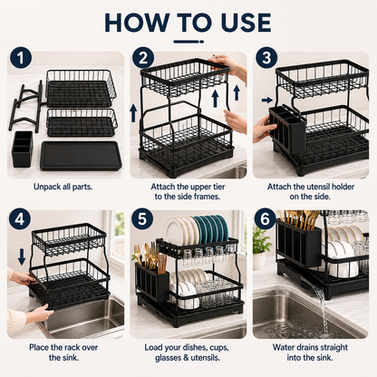 Foldable Over Sink Dish Rack + FREE Microfiber Towels