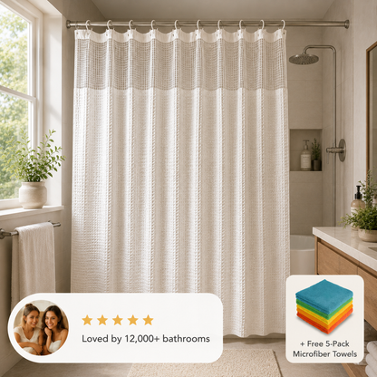Waterproof Decorative Shower Curtain + FREE Microfiber Towels