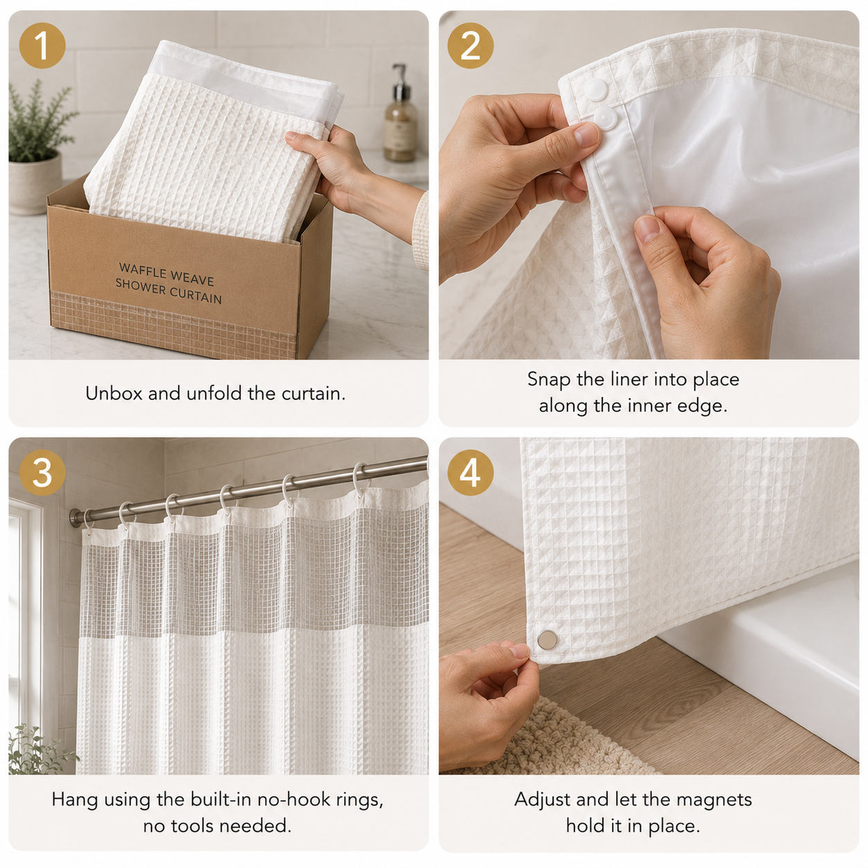 Waterproof Decorative Shower Curtain + FREE Microfiber Towels