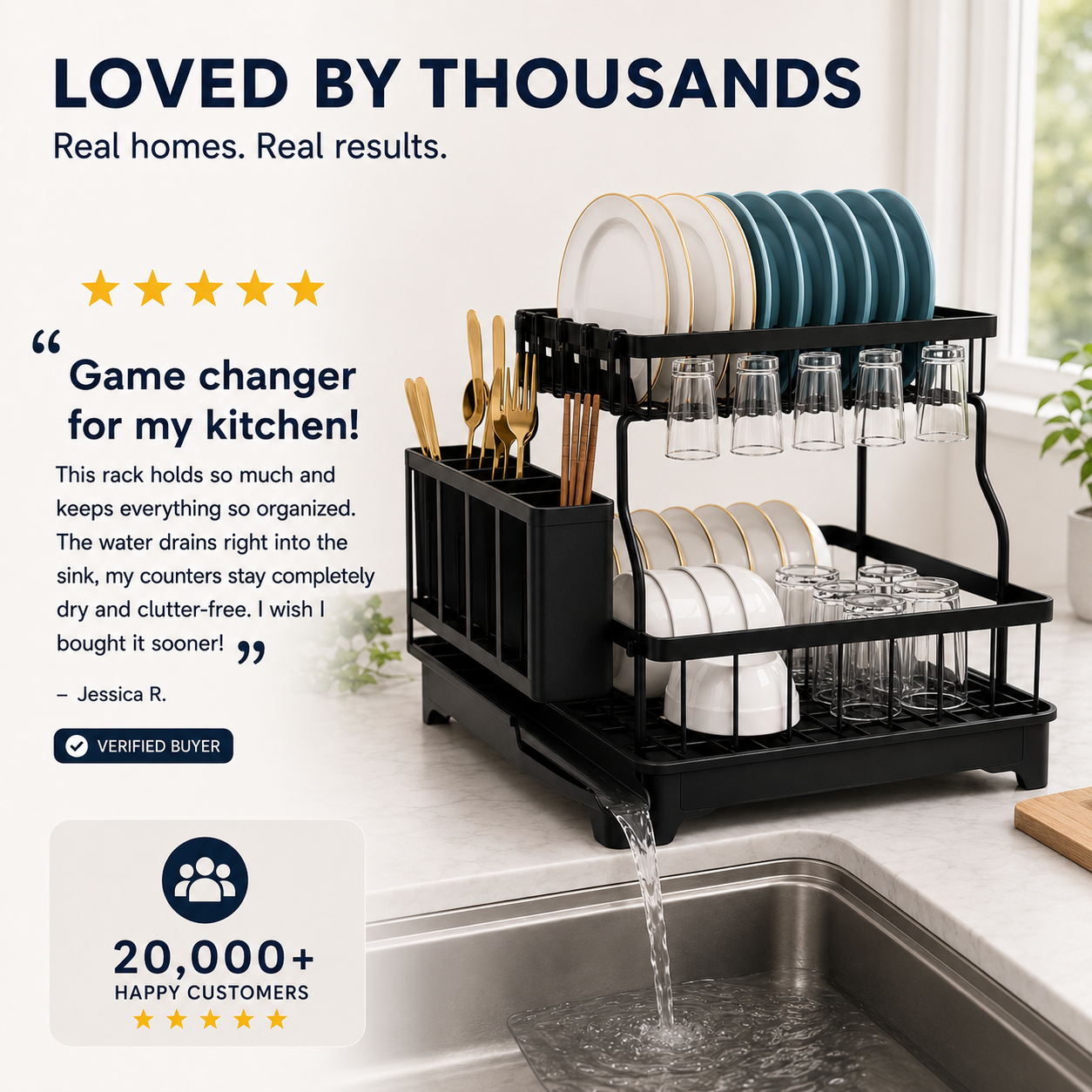 Foldable Over Sink Dish Rack + FREE Microfiber Towels