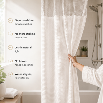 Waterproof Decorative Shower Curtain + FREE Microfiber Towels