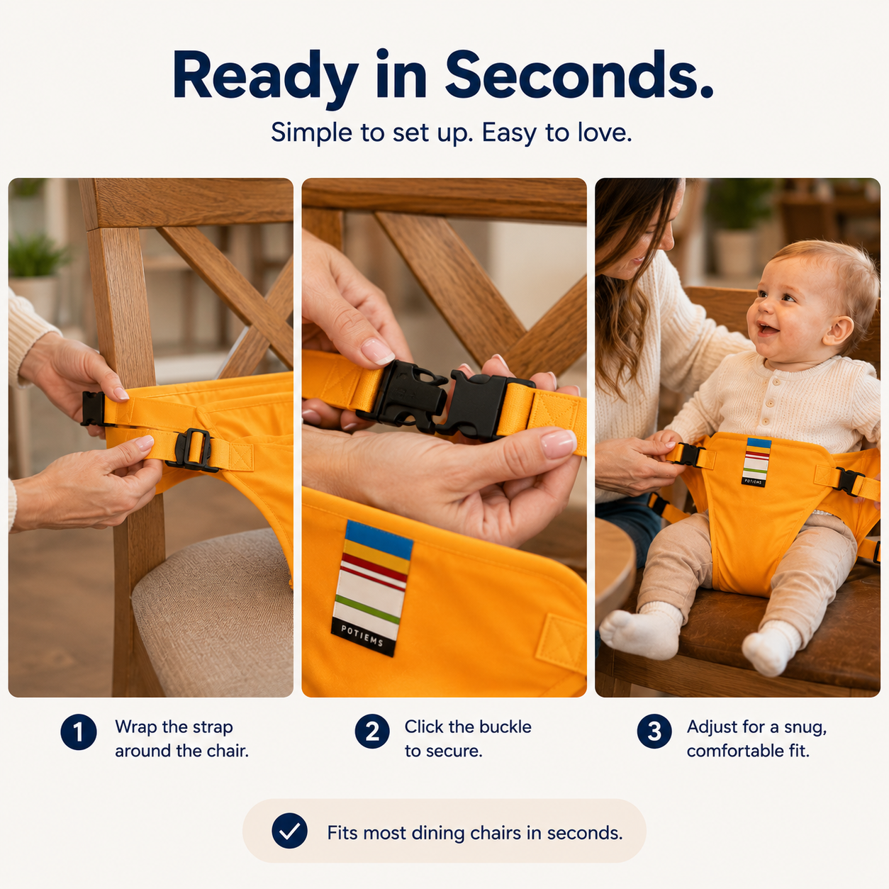 Baby Chair Safety Harness + FREE Non-Slip Suction Baby Plate