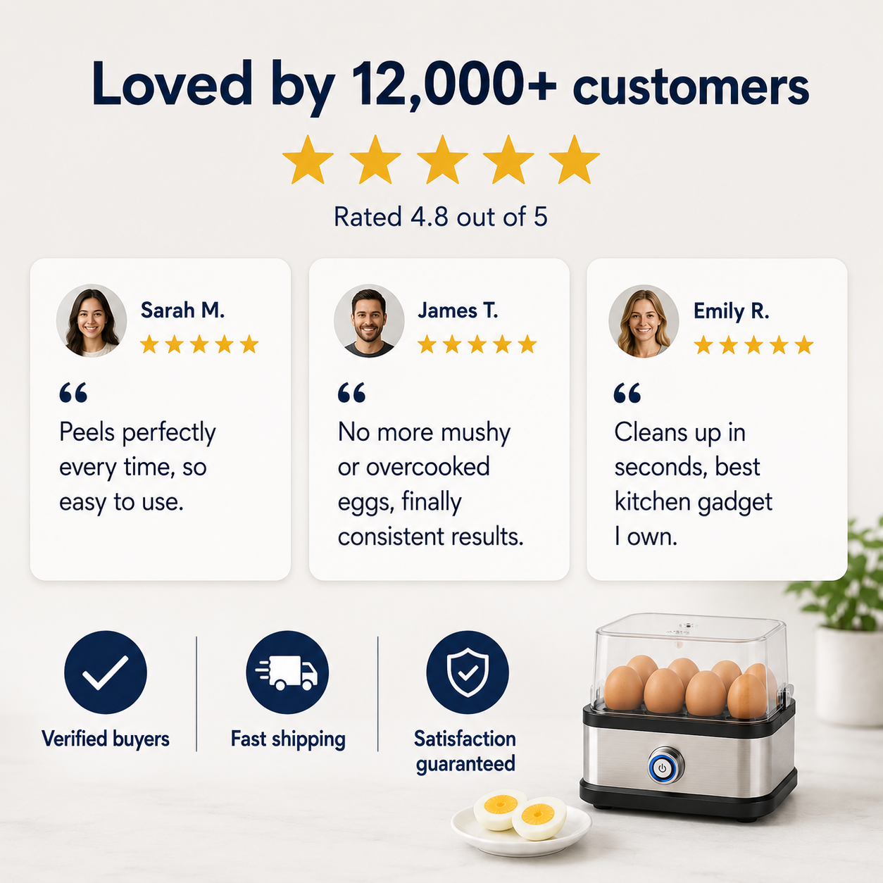 Fast egg cooker 2.0 + FREE egg peeler
