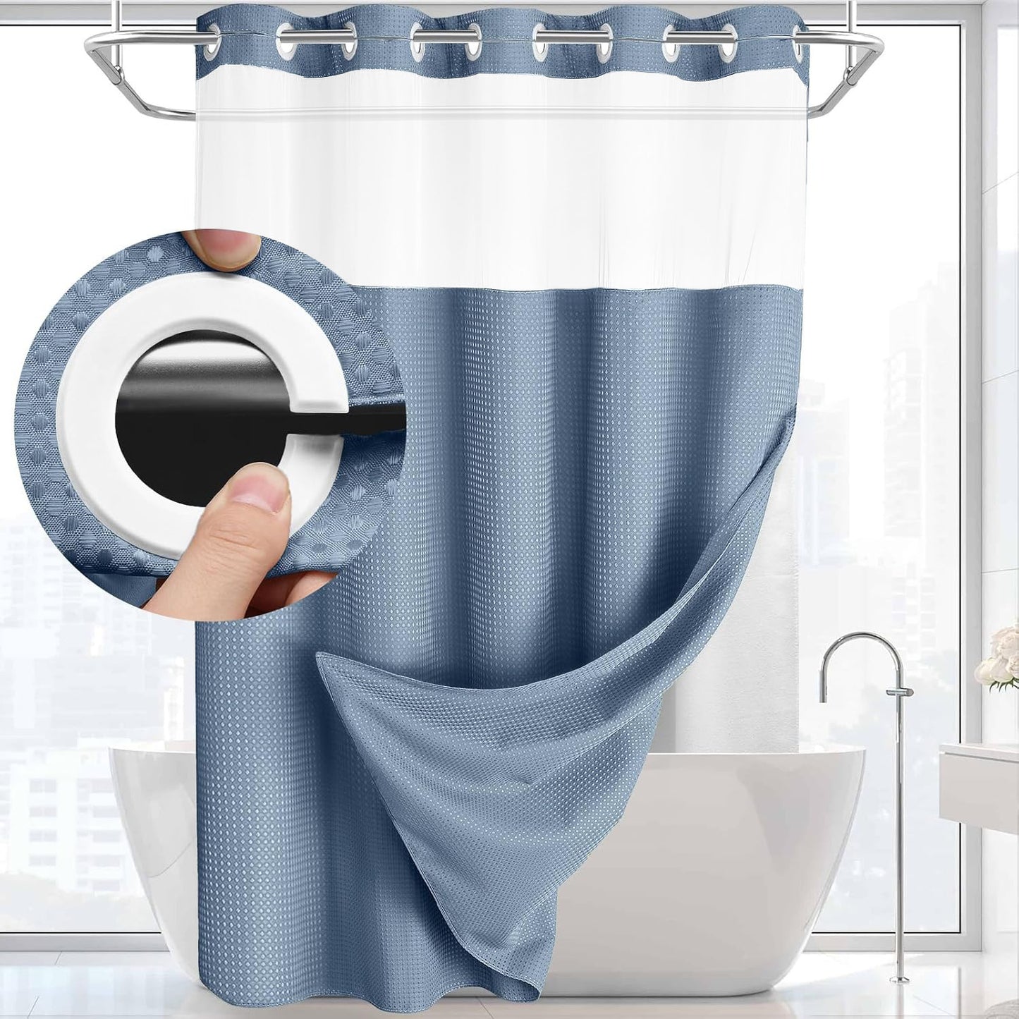 Waterproof Decorative Shower Curtain + FREE Microfiber Towels