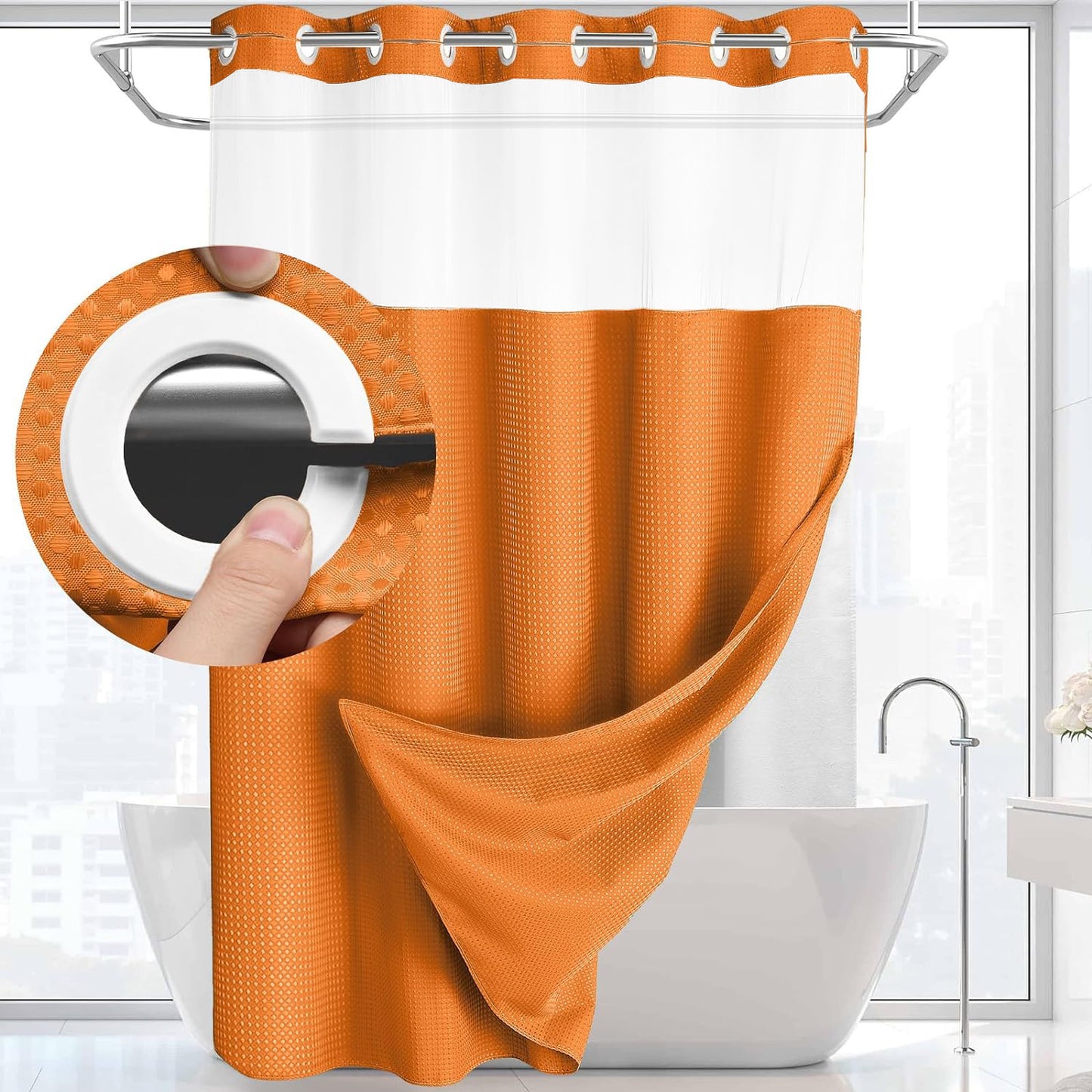Waterproof Decorative Shower Curtain + FREE Microfiber Towels