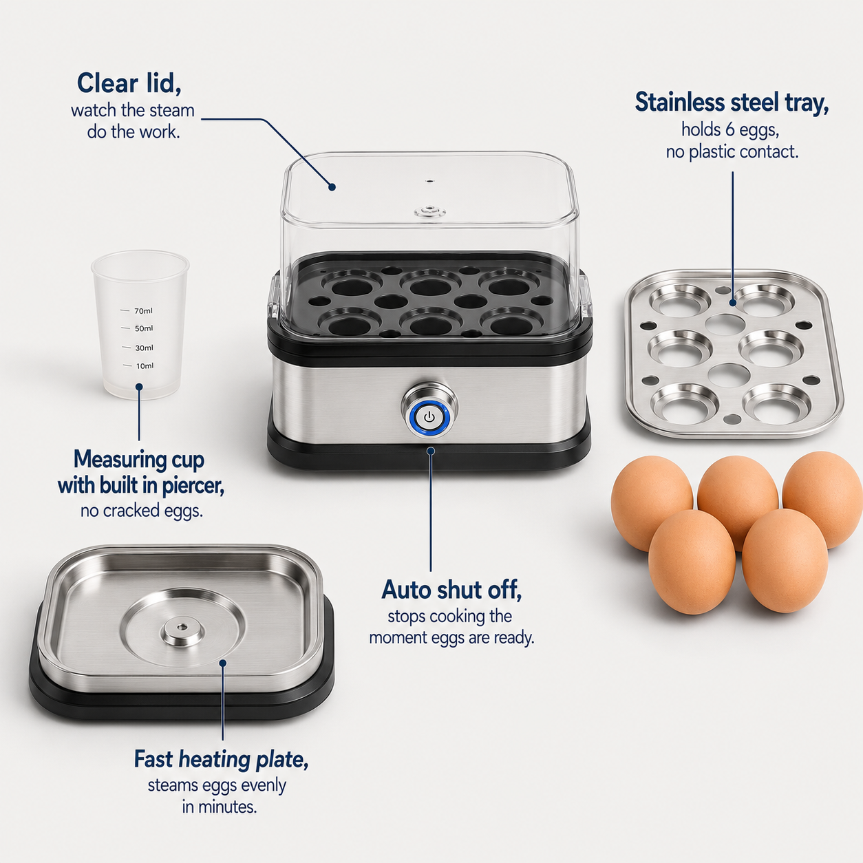 Fast egg cooker 2.0 + FREE egg peeler