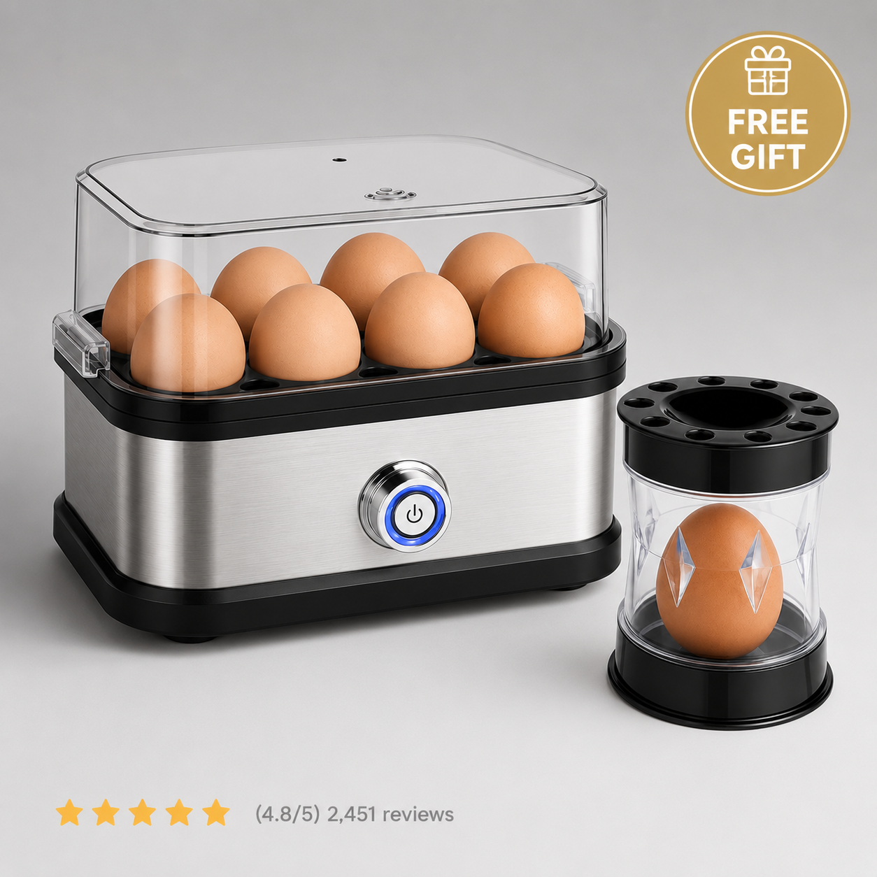 Fast egg cooker 2.0 + FREE egg peeler