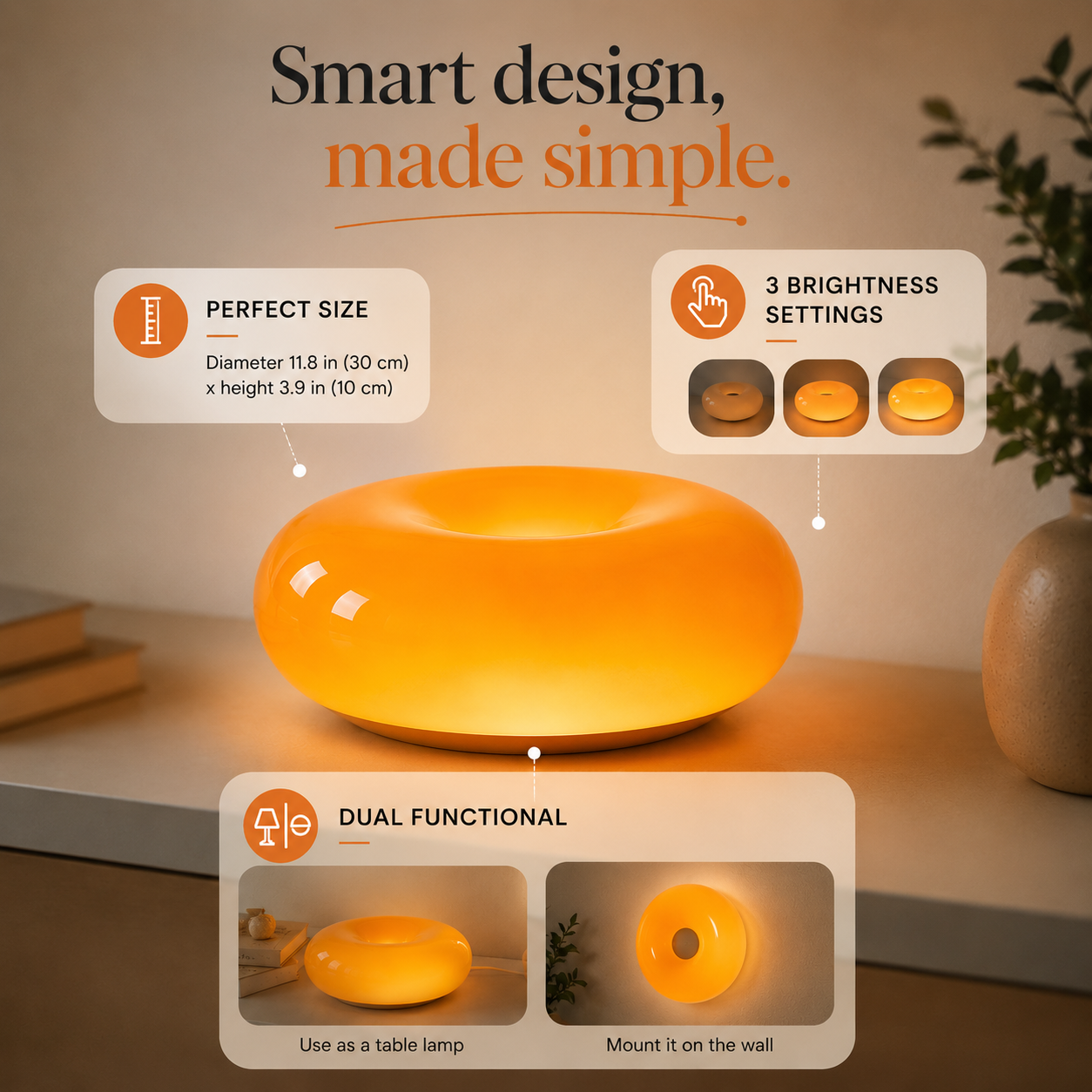 Dimmable Donut Lamp + FREE Organizer