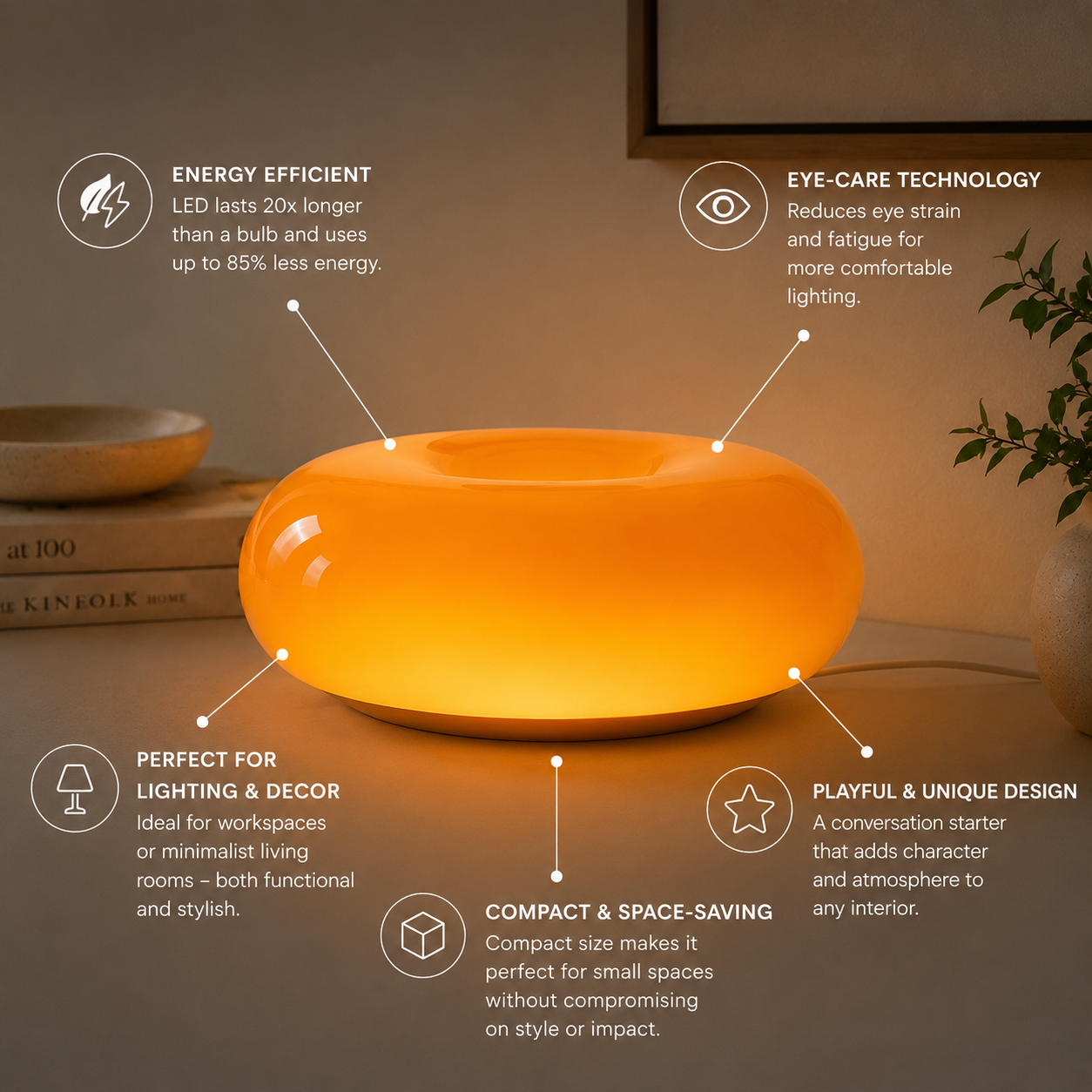 Dimmable Donut Lamp + FREE Organizer
