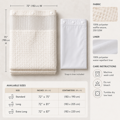 Waterproof Decorative Shower Curtain + FREE Microfiber Towels