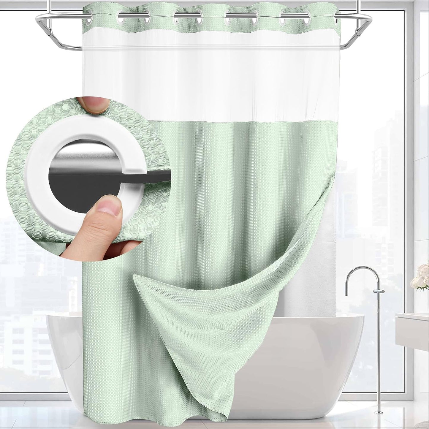 Waterproof Decorative Shower Curtain + FREE Microfiber Towels