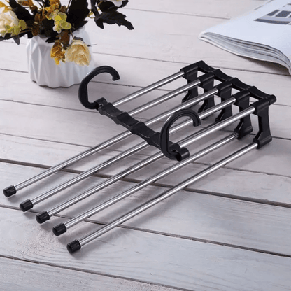5-in-1 space-saving clothes hanger